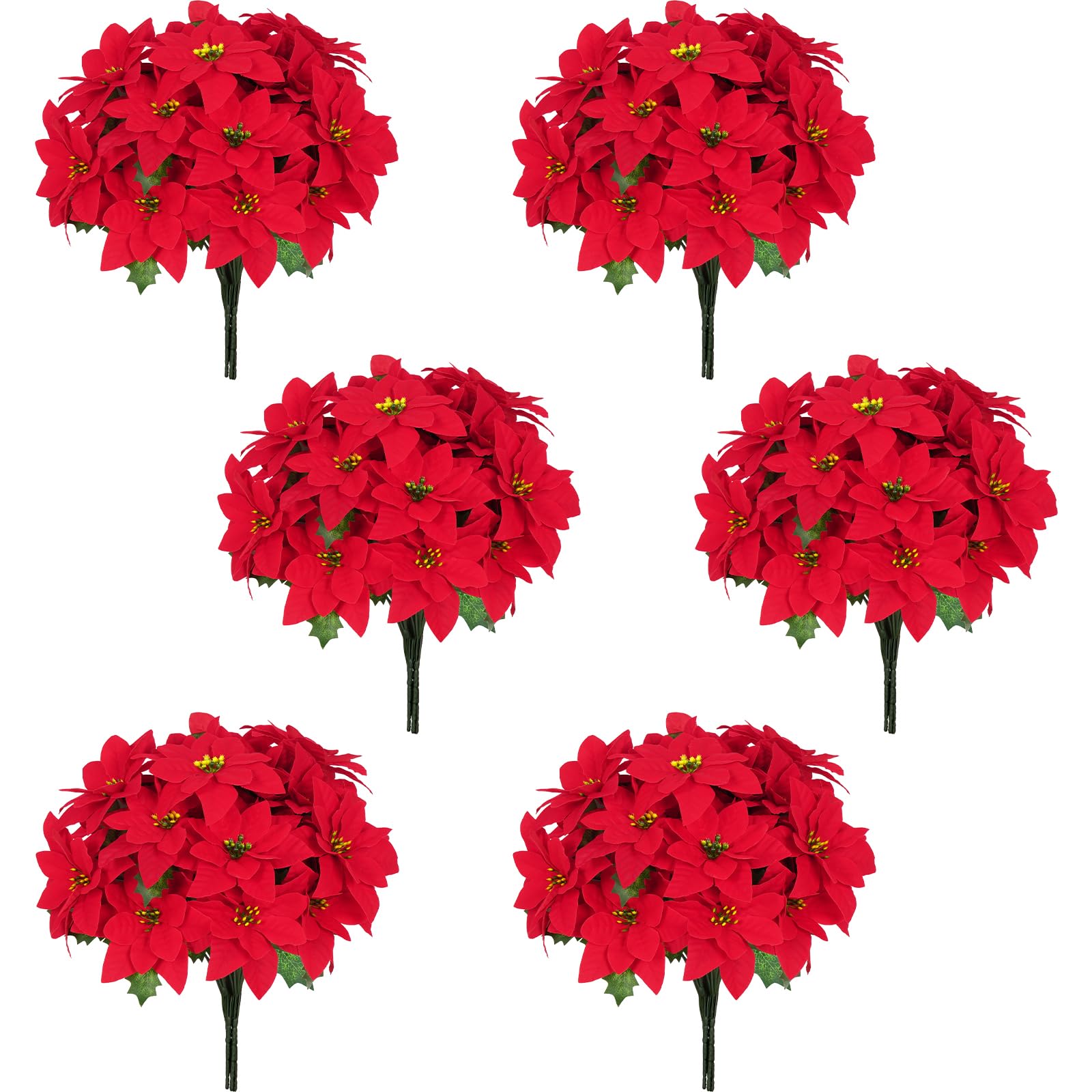 Decoraciones de Navidad – Paquete de 12 flores artificiales de Navidad de 14.1 pulgadas, flores de Pascua artificiales de terciopelo rojo para árbol de Navidad, hogar, fiesta, porche, patio,