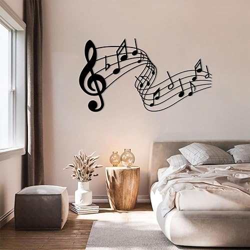 YDONVTI Notas musicales para decoración de pared de metal, decoración de pared de metal, arte musical para colgar en la pared, arte minimalista