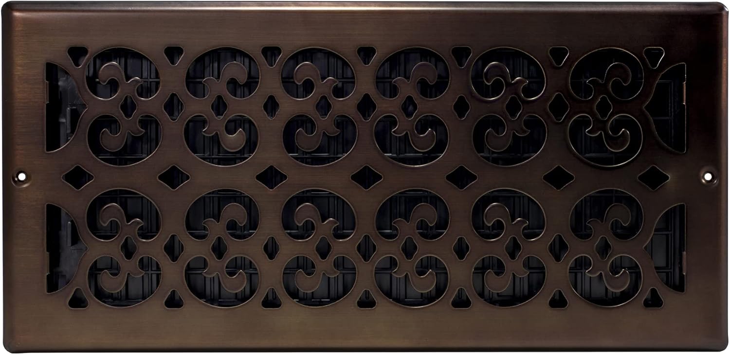 Decor Grates SP614W-RB Scroll Design Wall/Ceiling Register, 6x14 Inches, Rubbed Bronze Finish