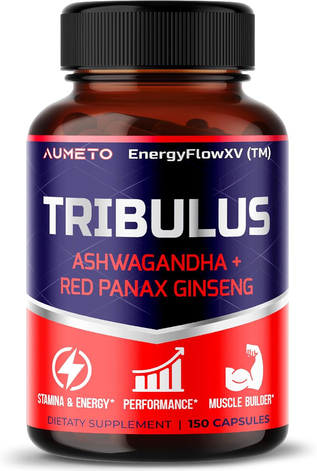AUMETO Tribulus Terrestris 98% Saponins – Enhanced 12-in-1 Formula with Yohimbine, Red Panax Ginseng, Ashwagandha for Boosting Energy, Stamina & Endurance* – Made in The USA
