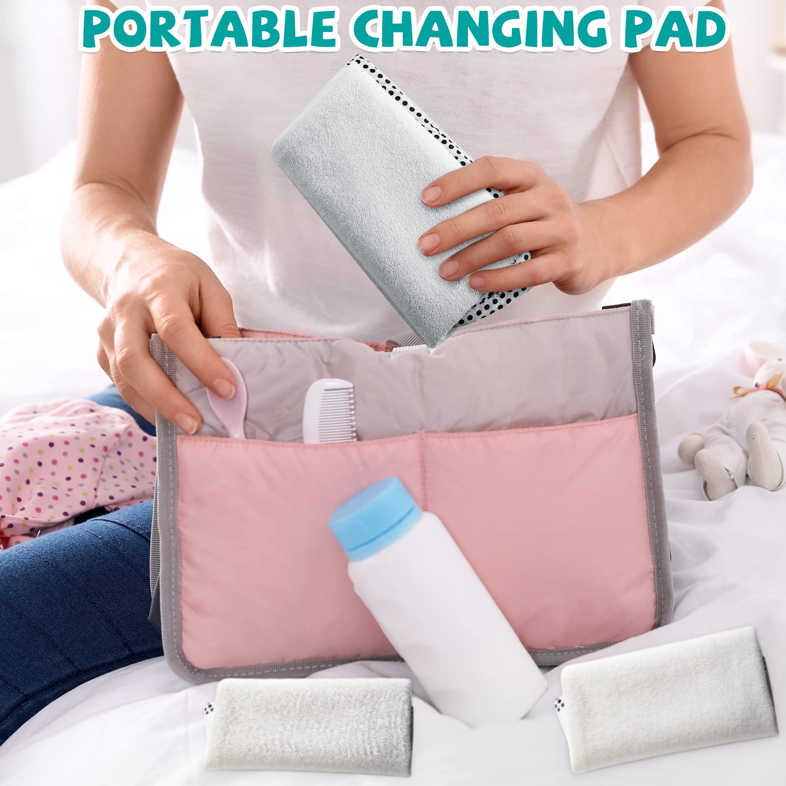 Paquete de 12 forros de cambiador impermeables para bebé, cambiador portátil de franela suave de algodón para cambiar, reutilizables para niños y niñas