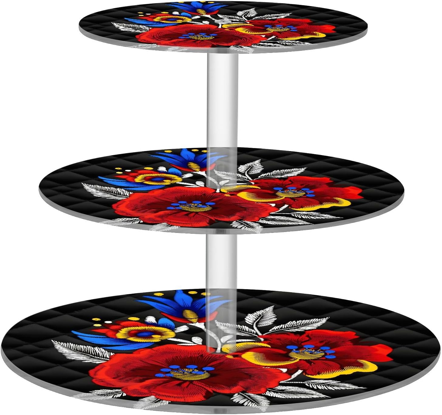 Red Flowers 3 Tier Acrylic Cupcake Stand, Cupcake Stand for 34 Cupcakes for Weddings, Christmas,Holidays,Parties,Birthday,Printed Cupcake Tower 23102021