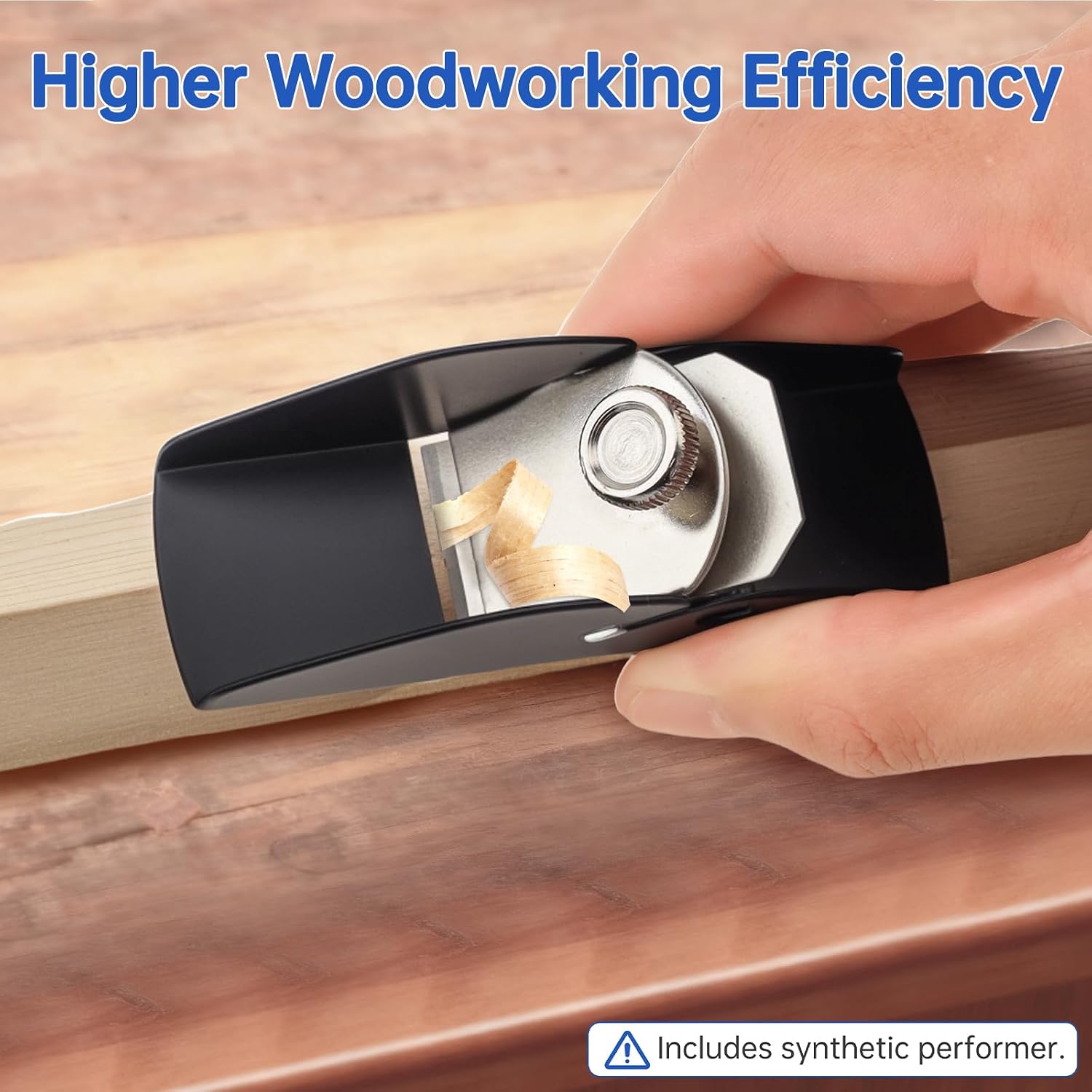 3.5“ Mini Wood Planer, Small Hand Planer With Replacement Blade, Lightweight Steel Body Trimming Plane for Woodworking/Trimming/Wood Planing/Surface Smoothing (Black, With Replace Blade)