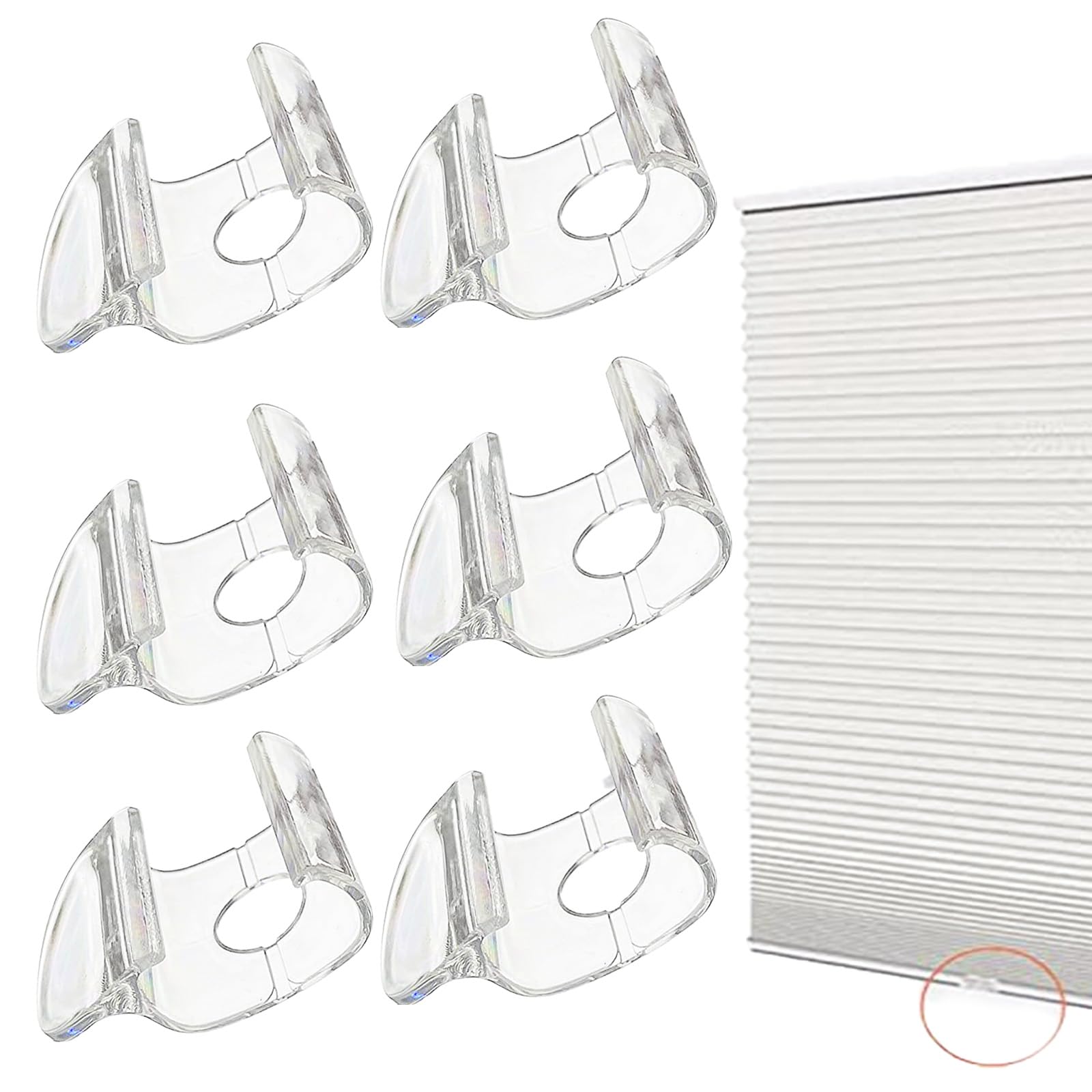 6 PCS Blinds Cordless Handles Clear Mini Plastic Honeycomb Roller Shades Hem Grips Shade Window Lift Handles Curtain Hardware Hooks for PVC Cordless Blinds Bottom Rail Roller Blinds Accessories