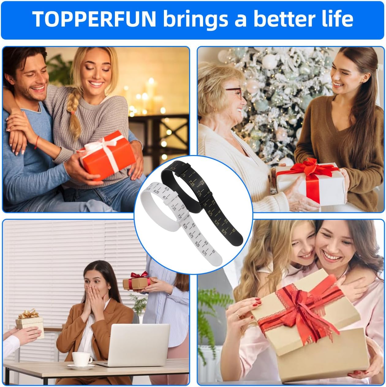 TOPPERFUN Bracelet Measuring Tool Adjustable Wrist Sizer in Inches Lightweight Portable Jewelry Ruler for Accurate Bracelet Diameter Measurement DIY Men Women