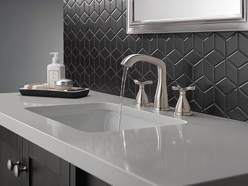 Miniatura 8 de Delta Faucet Stryke Grifo de baño generalizado de 3 agujeros, grifo de baño dorado con asas cruzadas, tecnología de sello de diamante, ensamblaje de