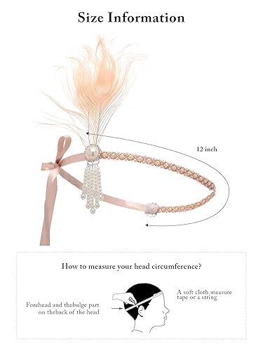 Miniatura 7 de SWEETV Diadema para mujer, diseño de pavo real con plumas inspiradas en Gatsby de 1920s , talla única