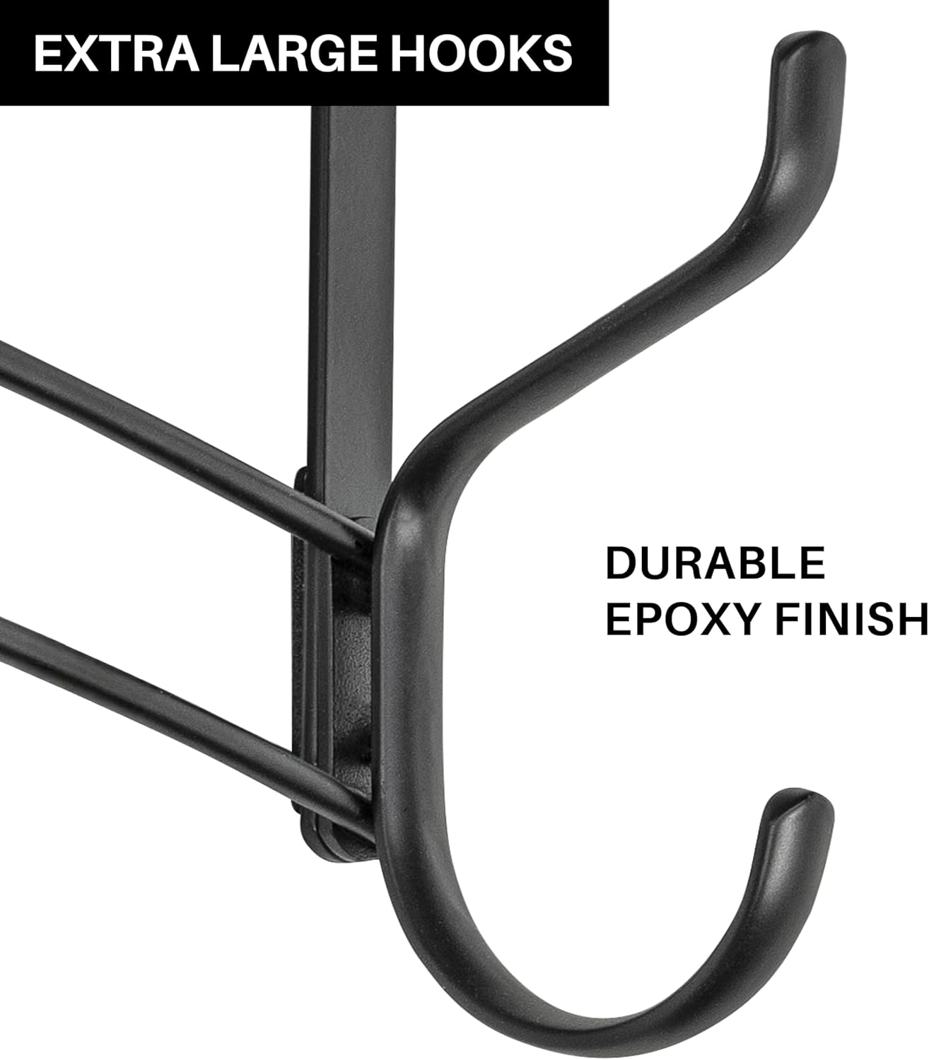 LYNK Professional® Home™ Over the Door Hooks - 10 Hook – Over the Door Coat Rack - Over the Door Hanger - Hanging Towels or Clothes - Bathroom, Bedroom, Laundry Room - Lifetime Ltd. Warranty, Black