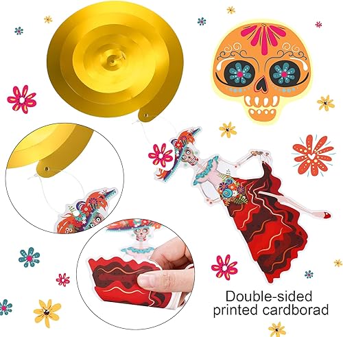 Miniatura 3 de 30 piezas de decoración colgante del Día de los Muertos Dia De Los Muertos para el techo, remolinos de azúcar, calavera colgante, decoraciones de