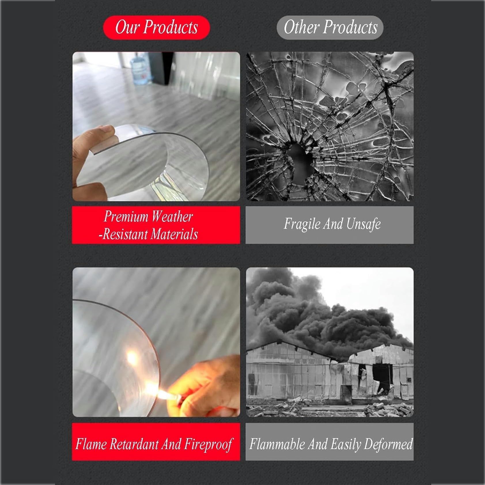 Paneles de resistencia para invernadero, cubierta de techo transparente para pérgola, cubierta de techo de plástico acrílico para protección a prueba de lluvia, cubierta de jardín al aire libre (1 mm