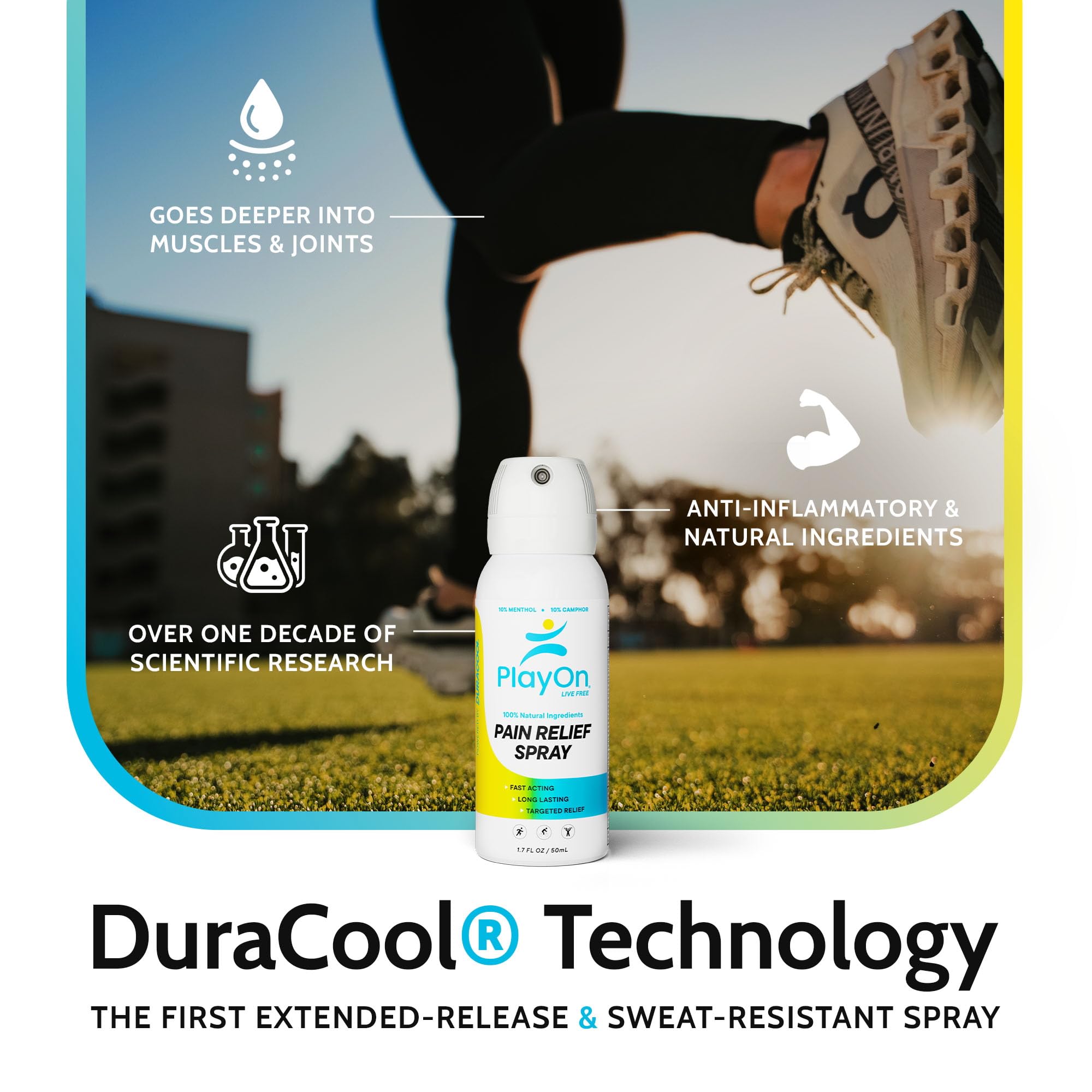 Play On Advanced Pain Relief Spray - Muscle Relaxer, Joint Relief, Back & Knee Pain Relief - Effective Cryotherapy & Numbing Spray - Shoulder, Elbow Tendonitis & Sciatica Relief - 1.7oz — Amazon image 4