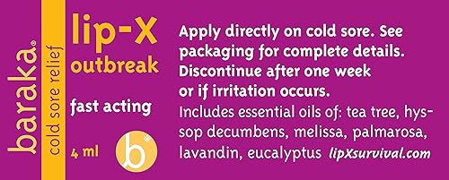 Miniatura 3 de Baraka LipX - Alivio eficaz del herpes labial con aceites esenciales orgánicos, fórmula para brotes de LipX para minimizar brotes y reducción de