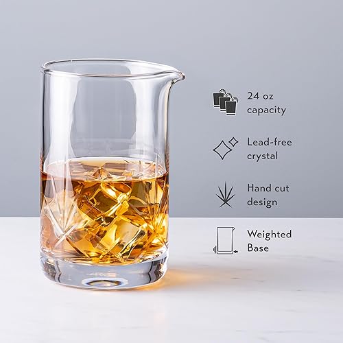 Miniatura 3 de Cork & Mill Vaso mezclador de cóctel  Mezclador de cóctel grande de cristal de 24 onzas para antiguos, manhattans y otras bebidas de whisky agitadas