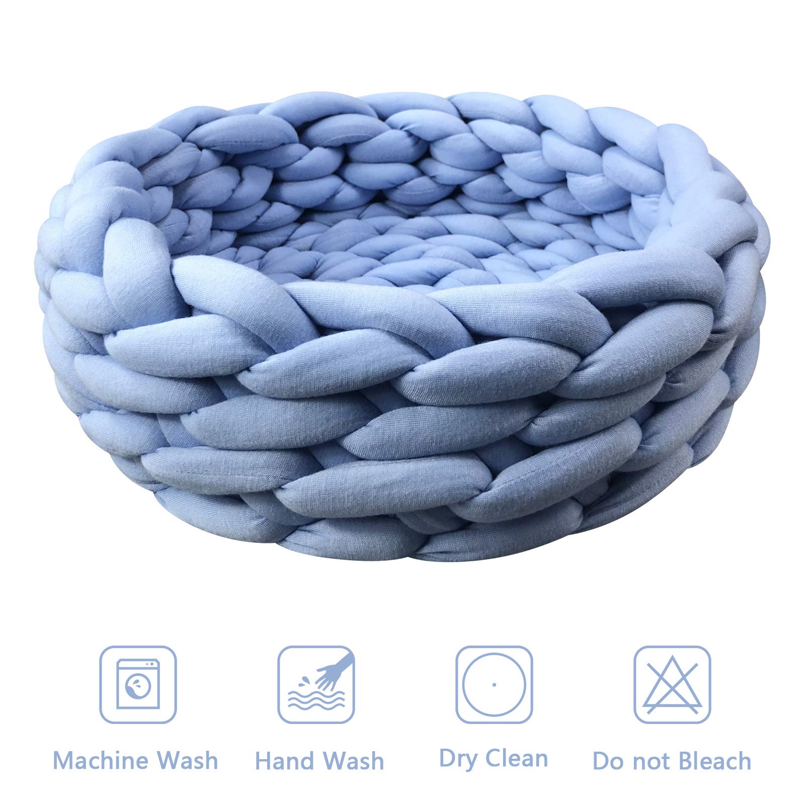 Lucky Monet Braided Dog Bed - Soft Pet Nest, Indoor Kennel, Warming Basket For Dogs & Cats - Pink, Blue, Grey, Mint, 40cm Size - View #2