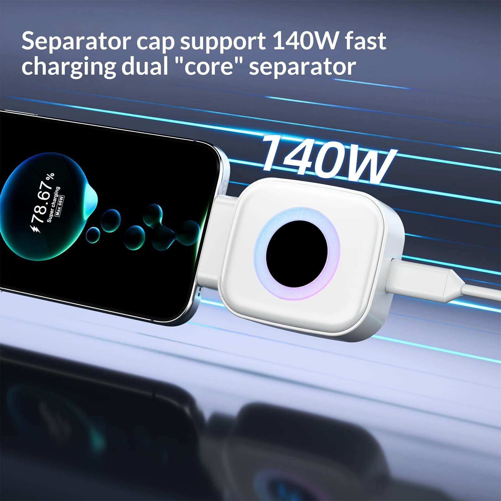 Stop Charge Caricatore Intelligente con Dispositivo di Protezione Anti-Sovraccarico, Pack da 5 Pezzi, 140W Tipo-C con Spegnimento Automatico, Protezione di Sicurezza per Casa, Ufficio Viaggi
