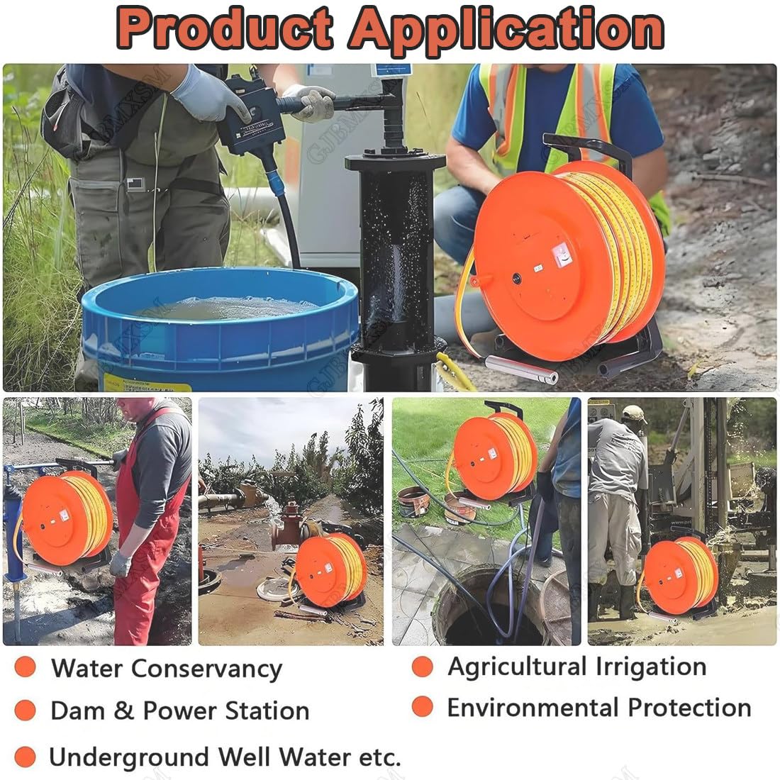 Medidor portátil de nivel de agua de pozo profundo con sonda de acero inoxidable, monitor de nivel de agua subterránea, herramienta de medición de pozo, luz indicadora, pantalla de pico, 10 m