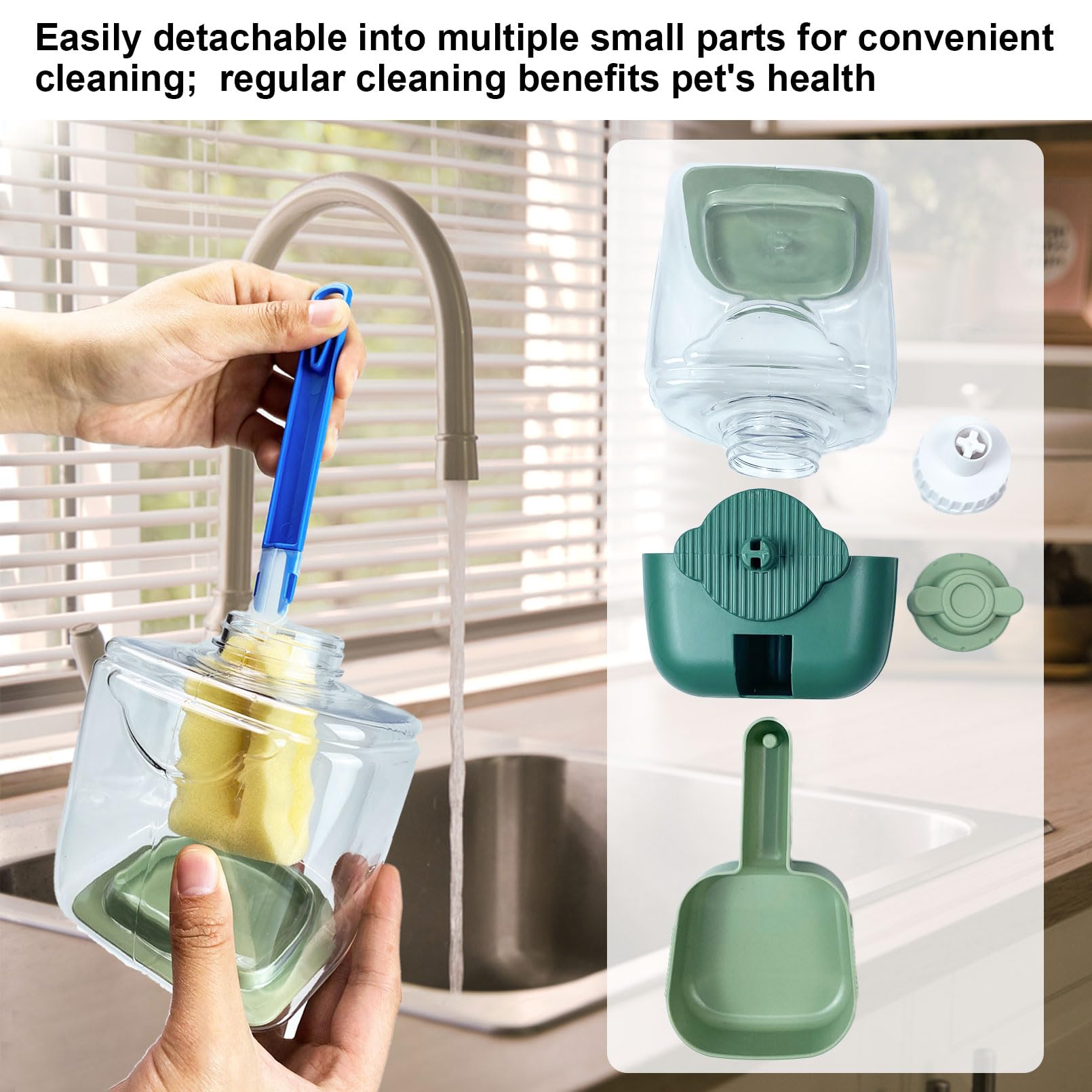 Pet Hanging Automatic Feeders Drinking Bowls (Green)