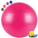 ONDHE BHARAT'S Anti-Burst Rubber Gym Ball with Free Foot Pump | Round Shape Swiss Ball for Exercise, Workout, Yoga, Pregnancy, Birthing, Balance & Stability Multicolor (75cm) gallery image