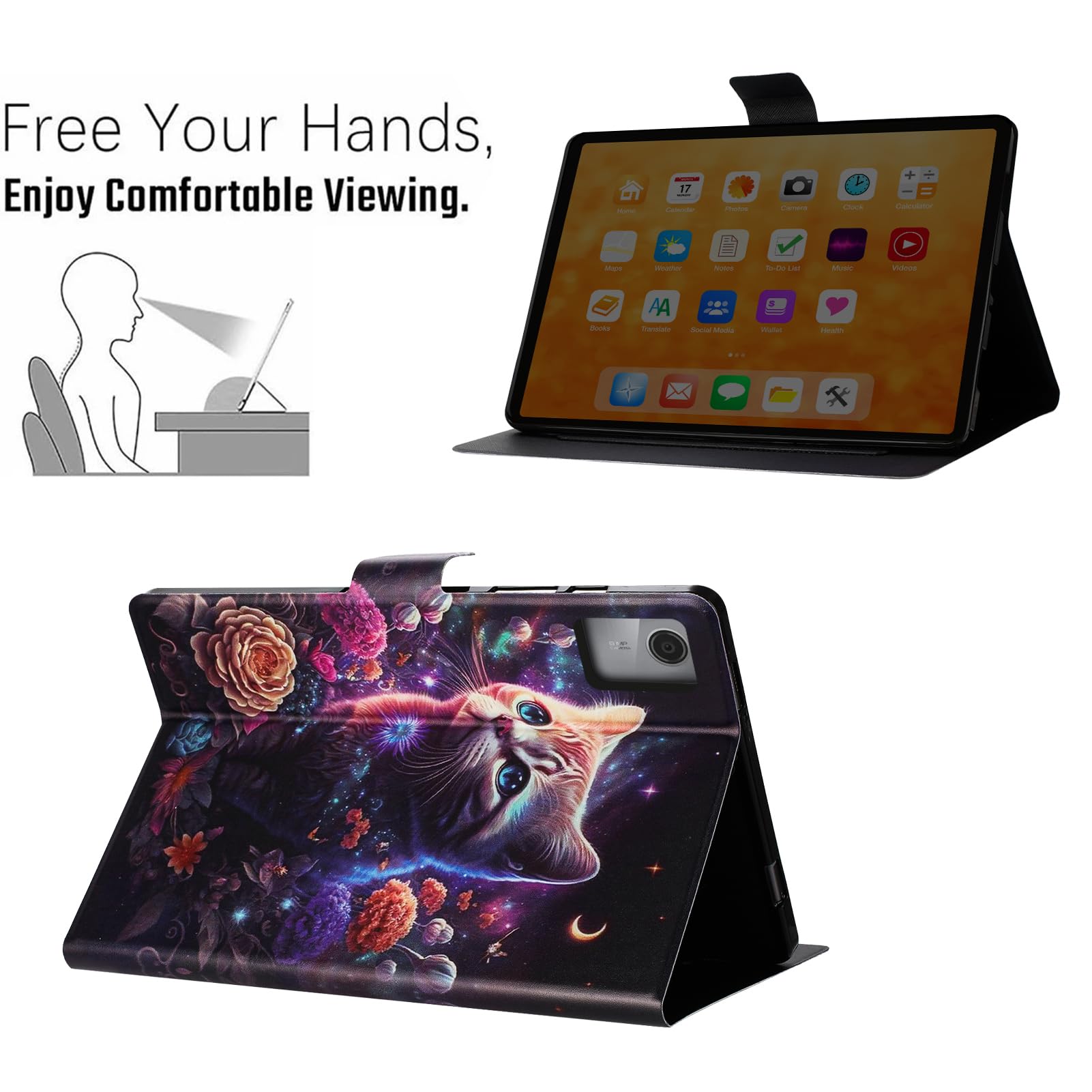 Custodia Cover In Pelle PU Per Lenovo Idea Tab 11 Pollici 2025 (TB-336ZU/TB-336FU) – Folio Con Stand, Chiusura Magnetica, Protezione Antigraffio (Licorne)