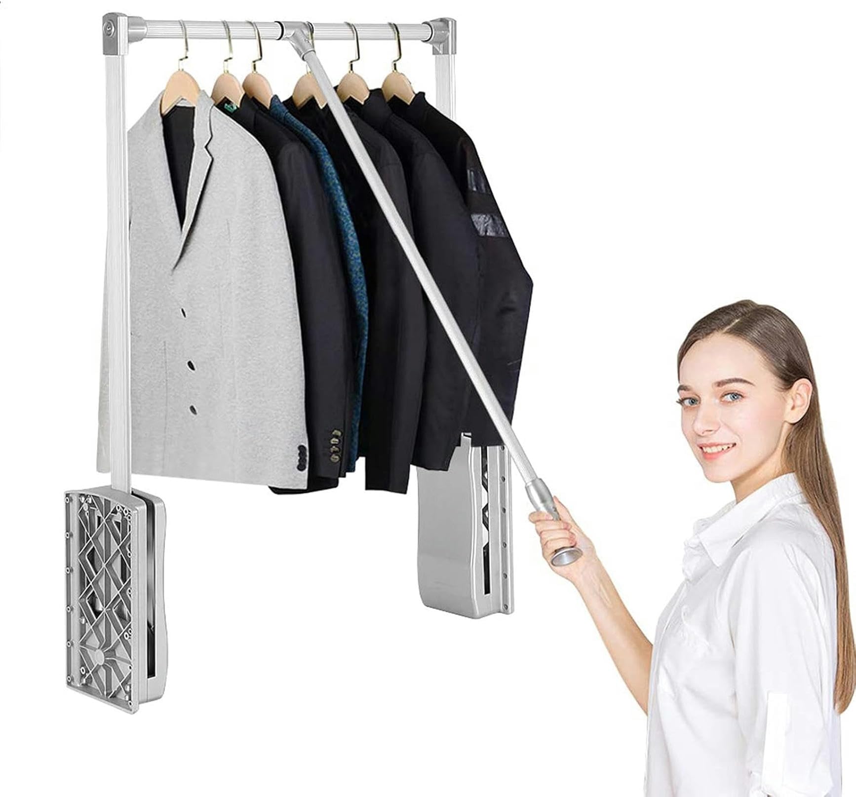 Rail de garde-robe élévateur réglable 20kg - Système télescopique gain de temps