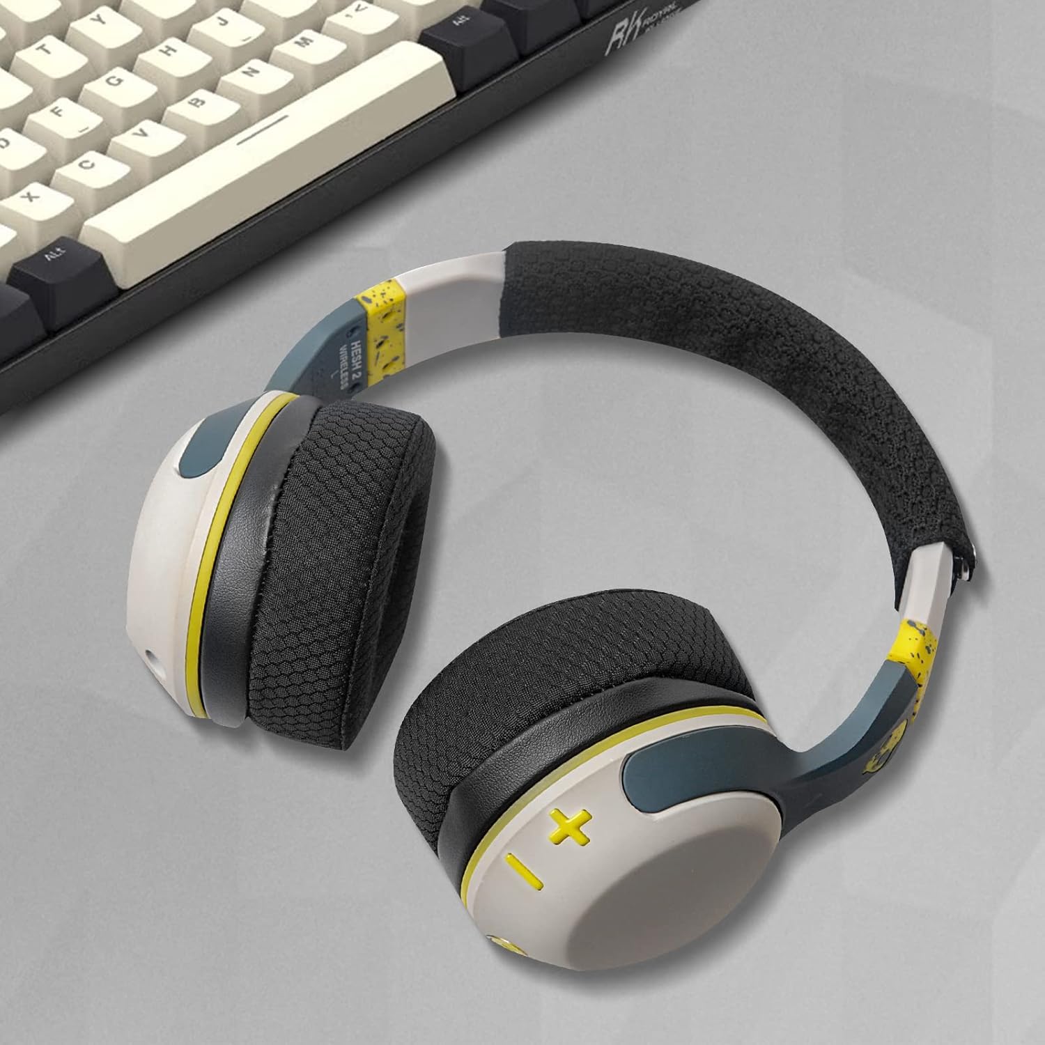 Gvoears - Almohadillas para auriculares Skullcandy Hesh con cable/Hesh 2 inalámbricos, Hesh 2 almohadillas de repuesto inalámbricas, espuma viscoelástica suave y cómoda, tela de malla transpirable