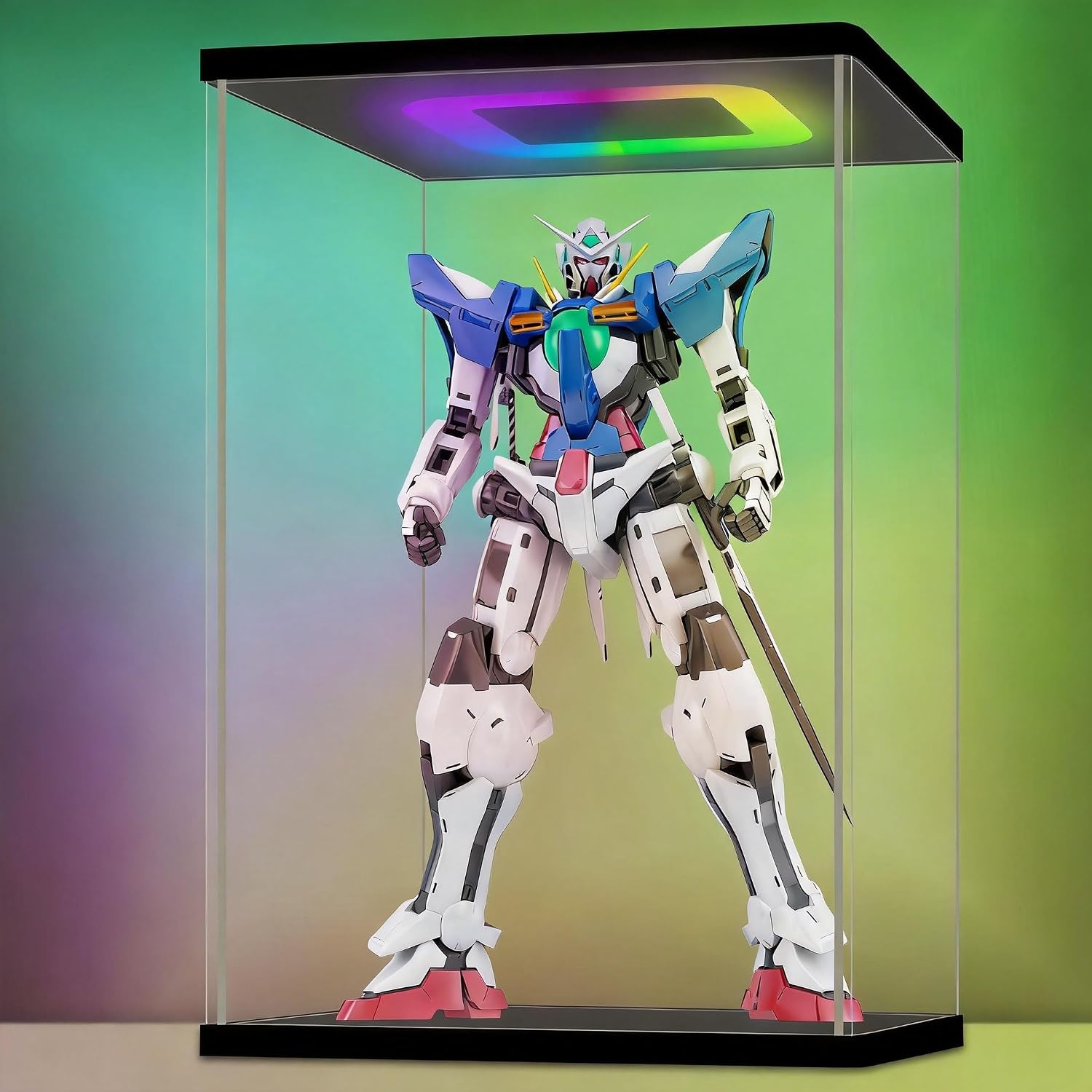 NONEMEY Clear Acrylic Display Case with RGB LED Light for Lego 75328, Dustproof Model Showcase Organizer Box, Display Case for Collectibles Bearbrick (13.7x9.8x20.8 inch, 35x25x53cm)