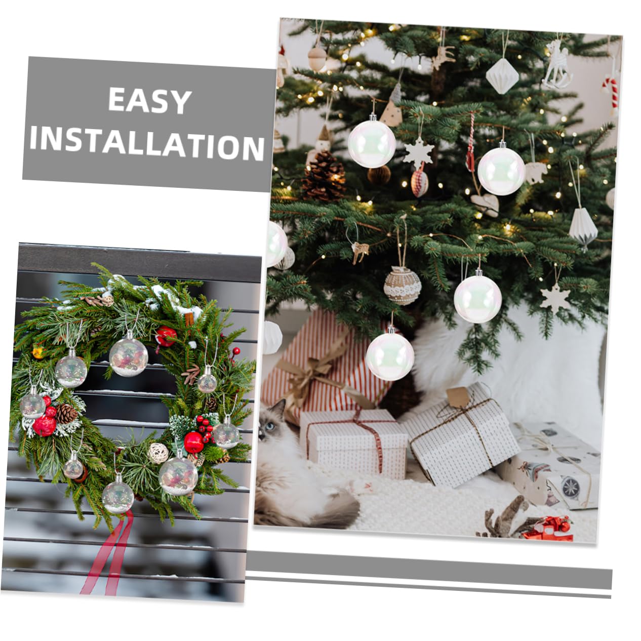 Alasum 40piezas Bolas Navideñas Colgantes Decorativas De Plástico Transparentes Iridiscentes Rellenables para Árboles De Navidad Fiestas y Decoración De Ventana