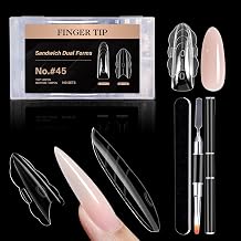 280PCS Reusable Dual Nail Forms for Polygel & Gel Extensions Kit | 15 Sizes Acrylic Nail Extension Molds with Brush & File, Easy Pop-Off Nail Tips System for Salon & DIY Home Use
