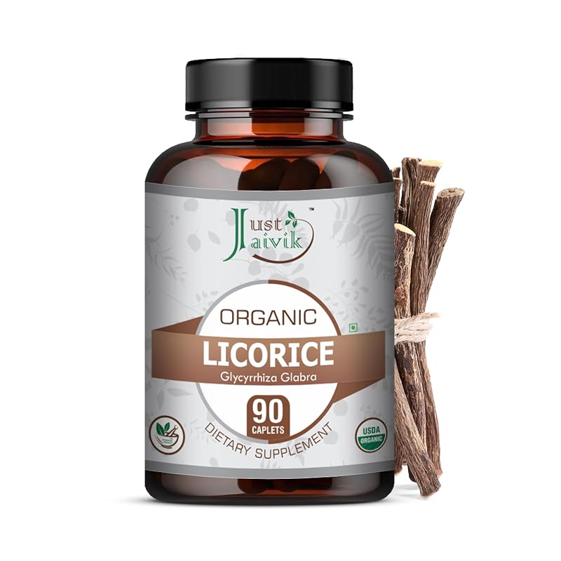 Just Jaivik Suplemento de Raiz de Alcaçuz (Glycyrrhiza Glabra) 750 mg, 90 comprimidos