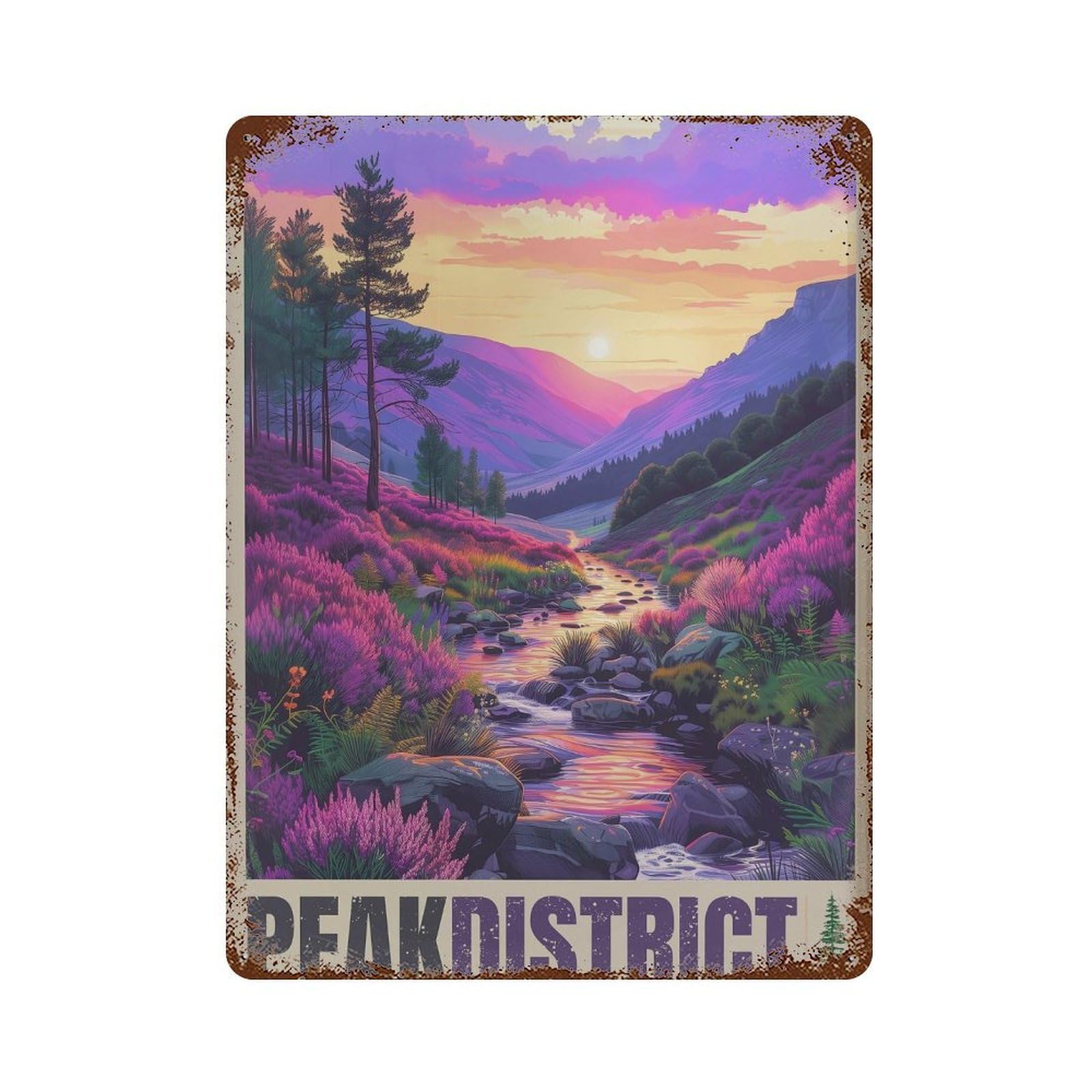 xiaoxiaoshen Peak District Travel England Landscape Wall Decor Art Metal Tin Poster Modern Home Decor Art Home Bar Shop Decorations Vintage Sign 40x30cm