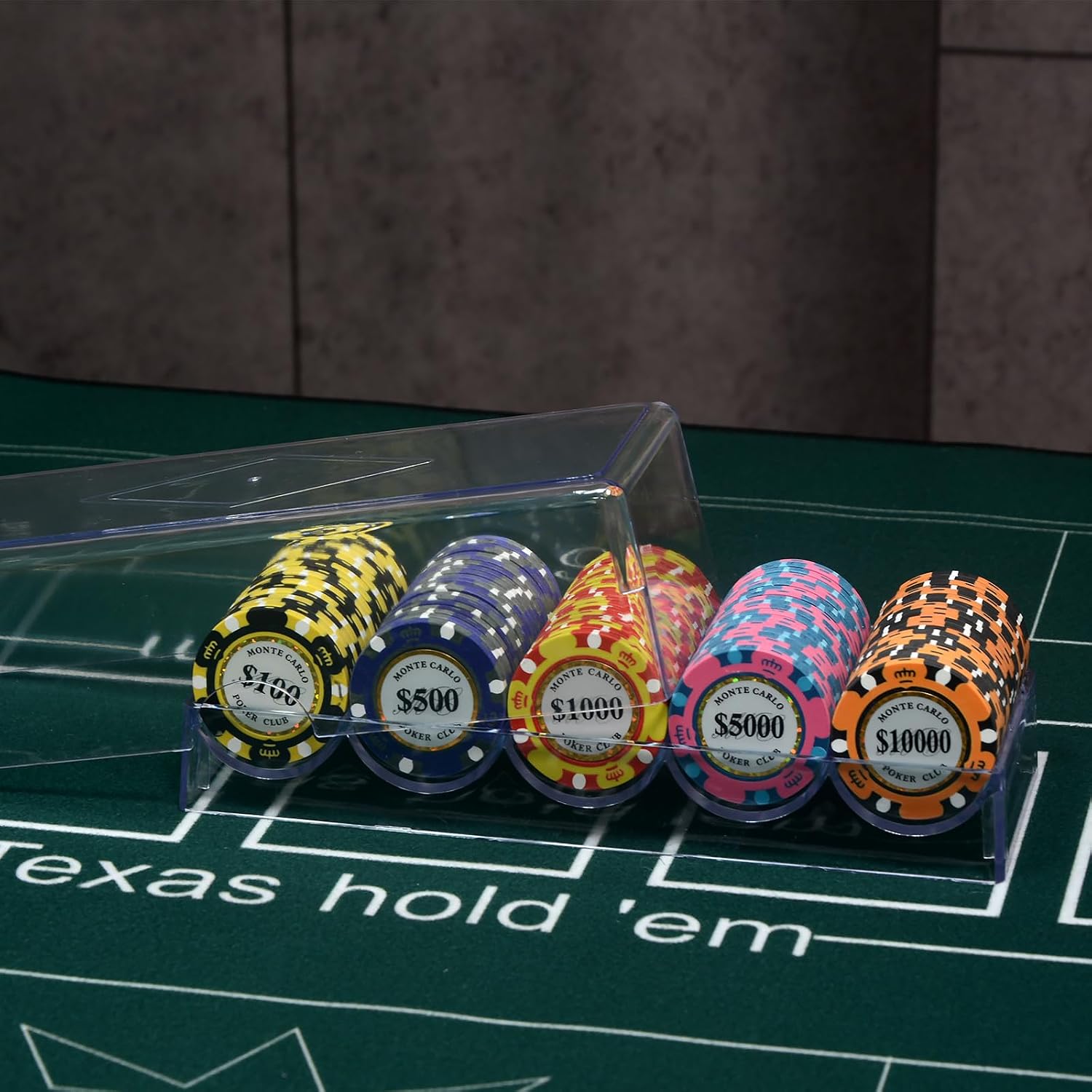 Clear Acrylic Poker Chip Rack with Lid/Without Lid, Casino Poker Chip Tray Rack Chip Storage Display Case for Texas Hold'em, Blackjack, 100 Chips Each image 3