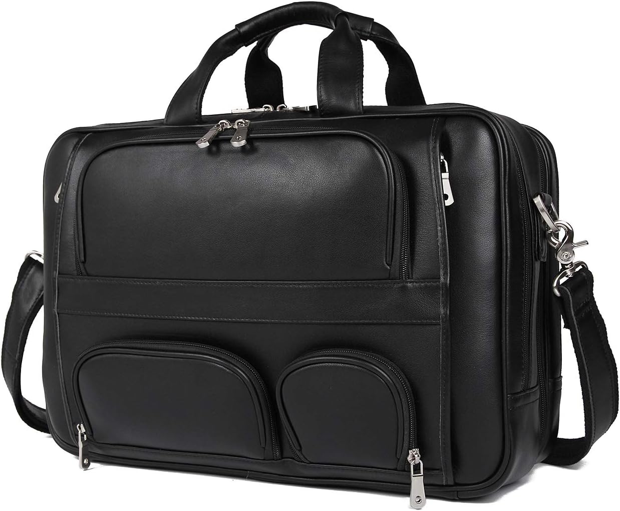 Top Cowhide Leather briefcase for men,17.3 Inch Messenger Bag Laptop Briefcase with YKK Metal Zippers Fit Business Trip - Image 9