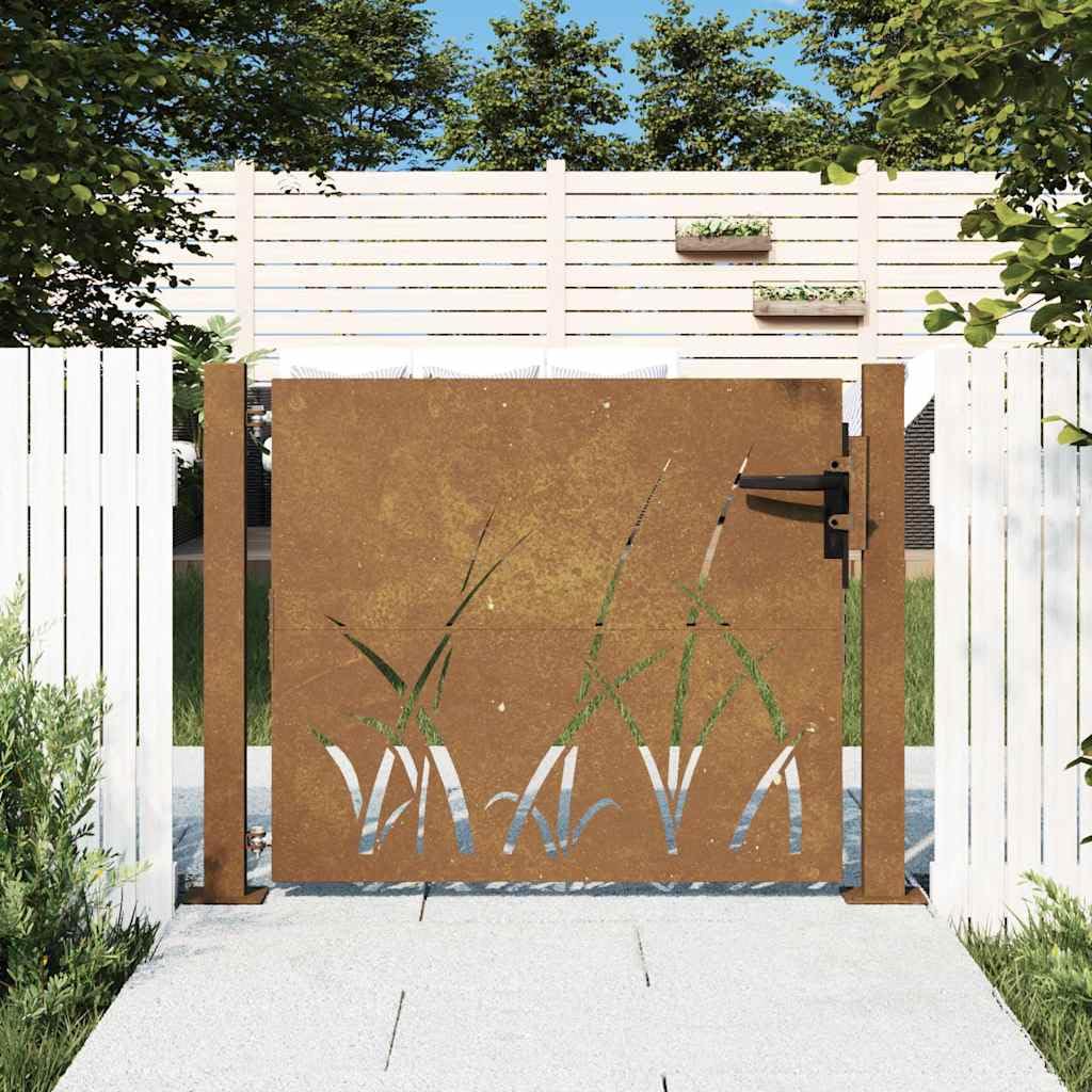 Portal Jardín Acero Corten 100x100 cm Diseño Láser Bloqueable