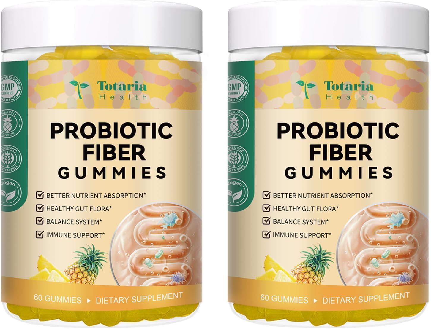 Totaria Fiber Gummies Pineapple 2 Bottles