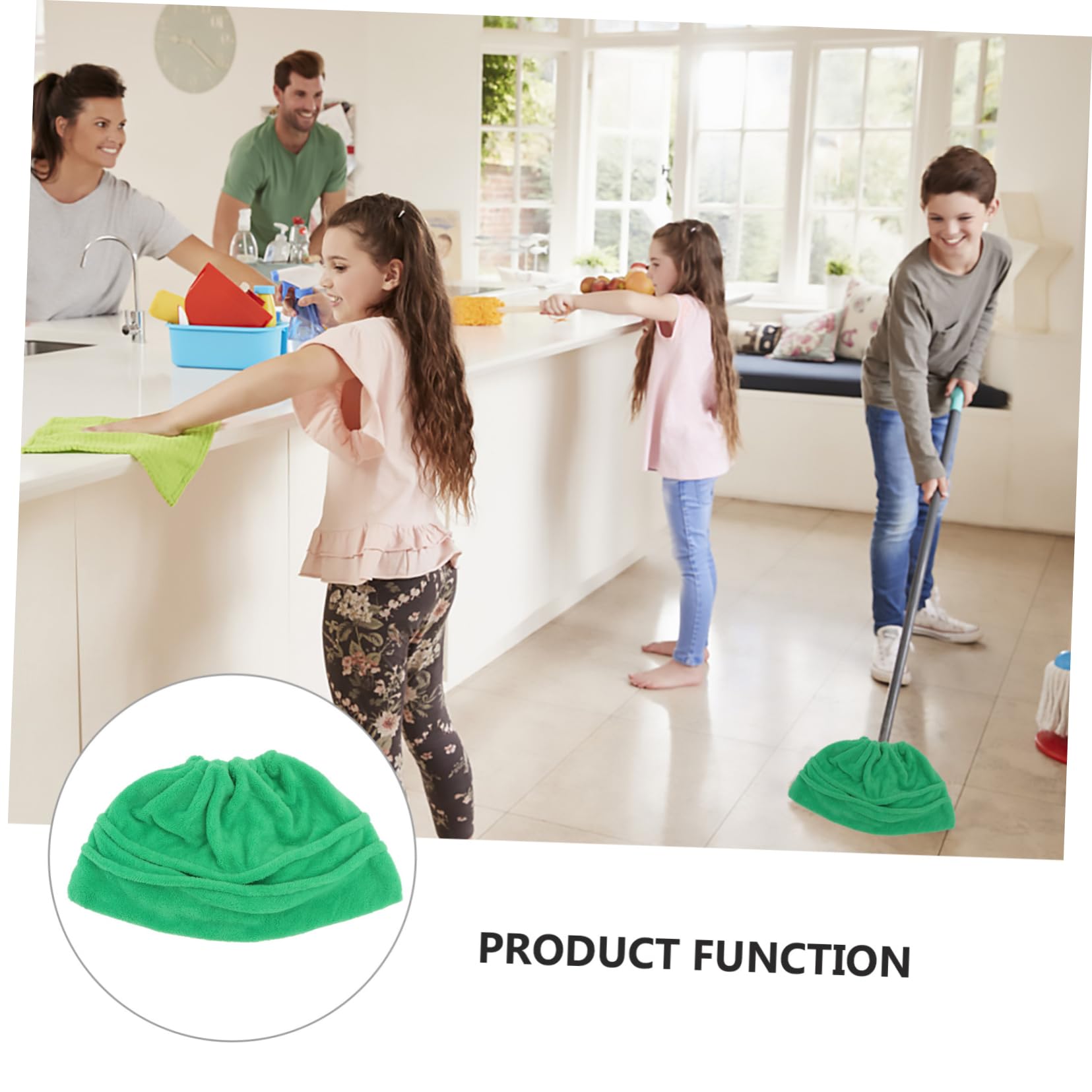 3 Piezas fregona de Escoba Fregar Escoba de Piso Pantuflas de fregona casa cleanseen paños cleansen paños trapeador de Limpieza Trapo de Piso paño de Escoba vellón de Coral Green