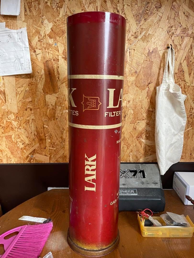 昭和レトロ】LARK 赤ラーク タバコ缶 ゴミ箱 ヴィンテージ スチール