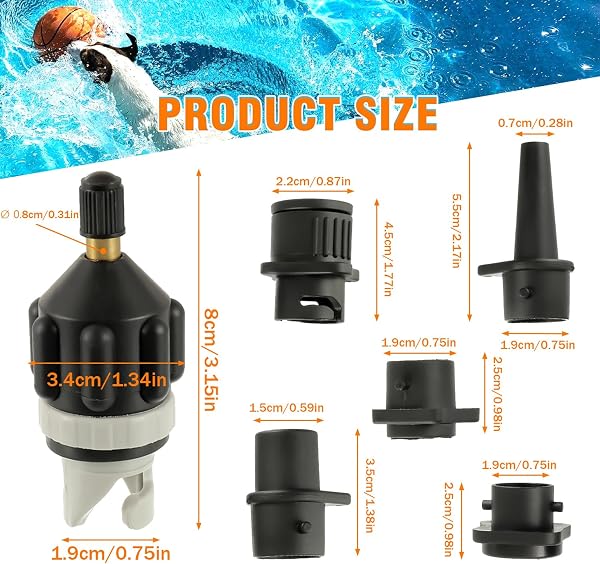 Adattatore per Pompa di SUP, Adattatore per Kayak, Convertitore di Valvola D'aria Multifunzionale Gonfiabile per Tavola da Surf, Paddle, Kayak, Gommoni, Barche da Pesca - 2