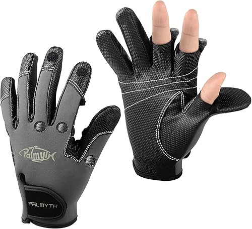Palmyth - Guantes de pesca de neopreno para hombres y mujeres, 2 dedos cortados, flexibles, ideales para fotografía, pesca con mosca, pesca en