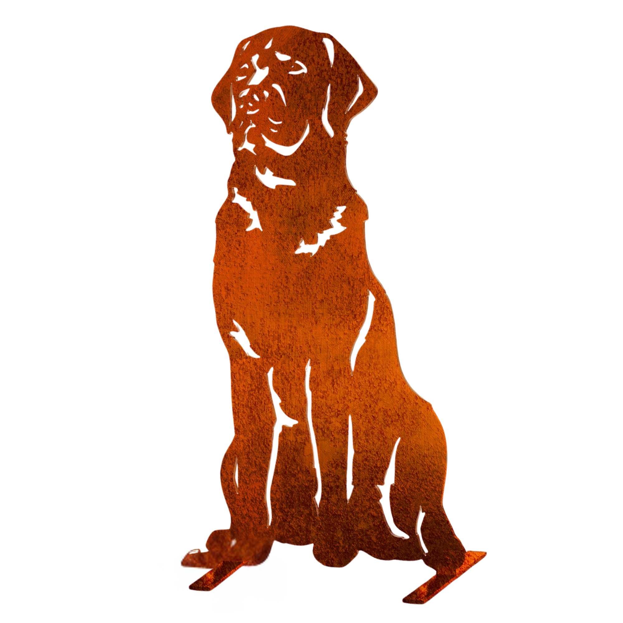 Labrador Gifts for Women Men Dog Lovers Owners Outdoor Garden Ornaments Metal Figurine Outside Home Decorations Statue Black Brown Chocolate Retriever (Natural Oxidised for Brown Red Lab Owner)