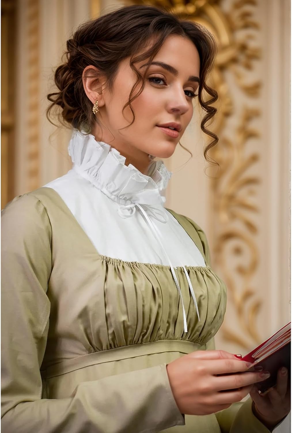 Women Cotton Shirts Ruffle Collar, Victorian High Neck Faux Collars Detachable Mock Blouse for Dress Costume - Image 4