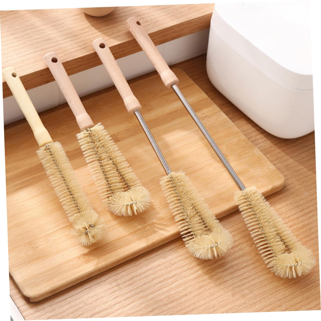 CIMAXIC 4pcs Nylon Wood Cup Washing Brush Long Handle Brush Long Handle Bottle Brush Cleaning Brush