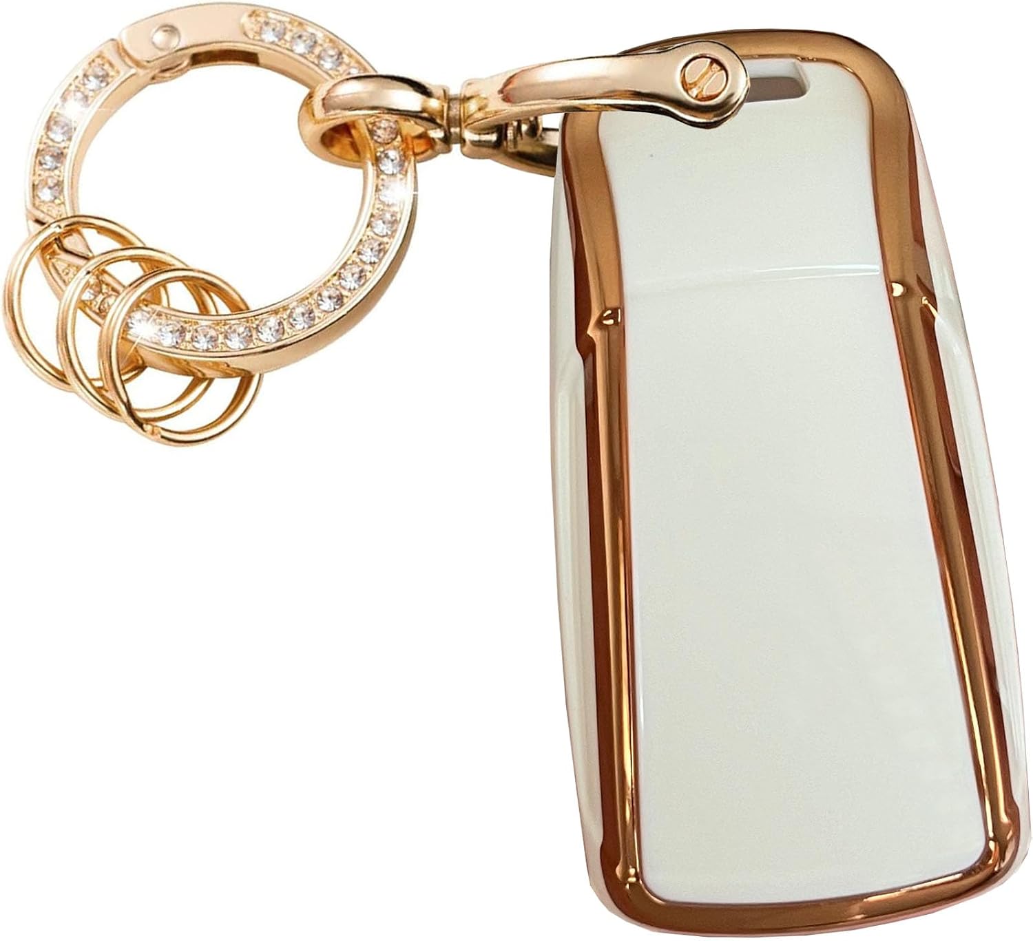 Keyless Entry Systems Key for Audi Key Fob Cover Shell with Keychain Fit for Audi A3 A6 Q5 S4 S5 SQ5 RS5 A4 A5 Q7 TT TTS (Gold-White) image 3