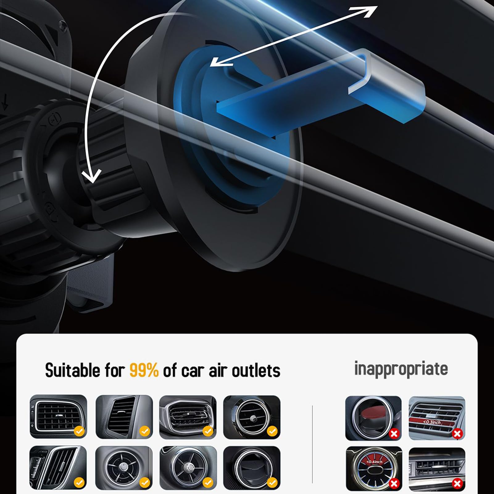 Caricabatteria per auto senza fili | Supporto per auto a ricarica rapida da 15 W - Supporto automatico a clip per auto, per controllo musicale streaming video uso quotidiano lunghe gite in famiglia