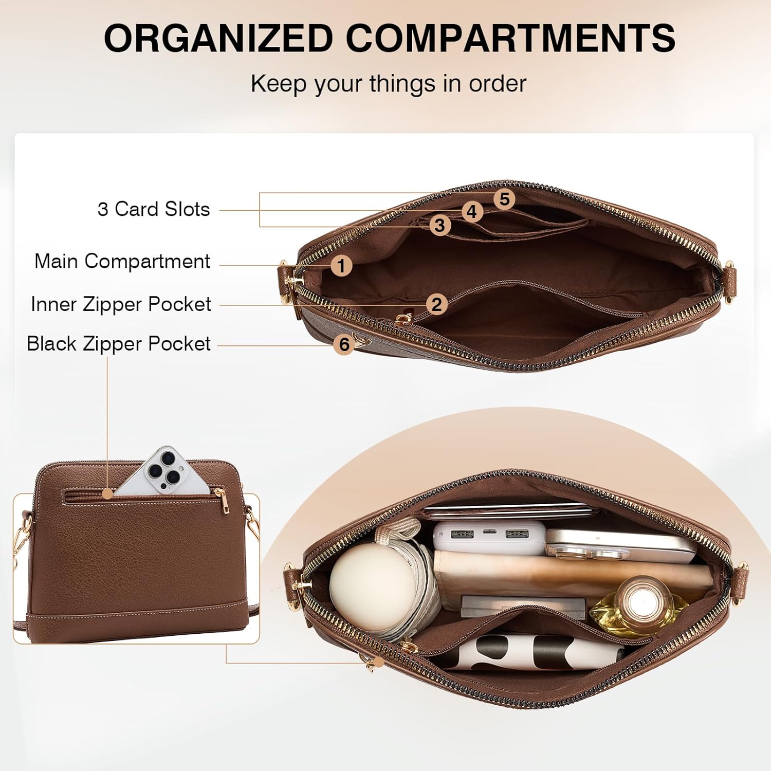 Marvolia Crossbody Bags for Women - PU Leather Cross Body Purses Trendy Womens Small Shoulder Bag for Travel Work Party - Image 4