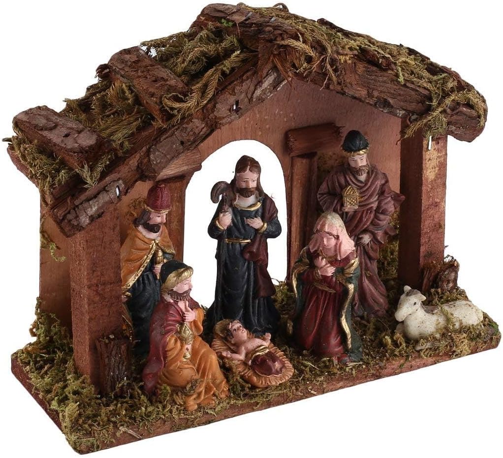 Nativity Scene Crib Jesus Birth Scene Place on Table in Office Home No Assembly