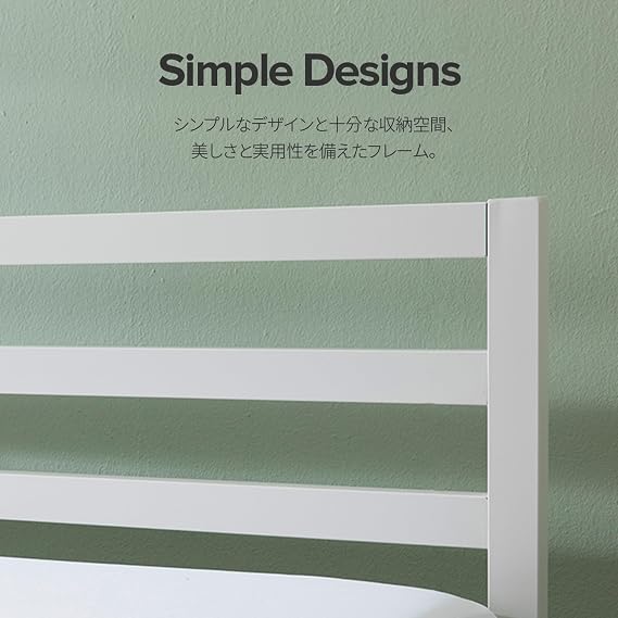 ZINUS Metal Bed Frame, Single, Mia Metal Platform, 1500H, White, Metal, Wood, Slats, Silent, Under Bed Storage, Durable, Breathable, Sturdy, Steel, Bed, Easy Assembly, Tools Included, Zinus, Genuine