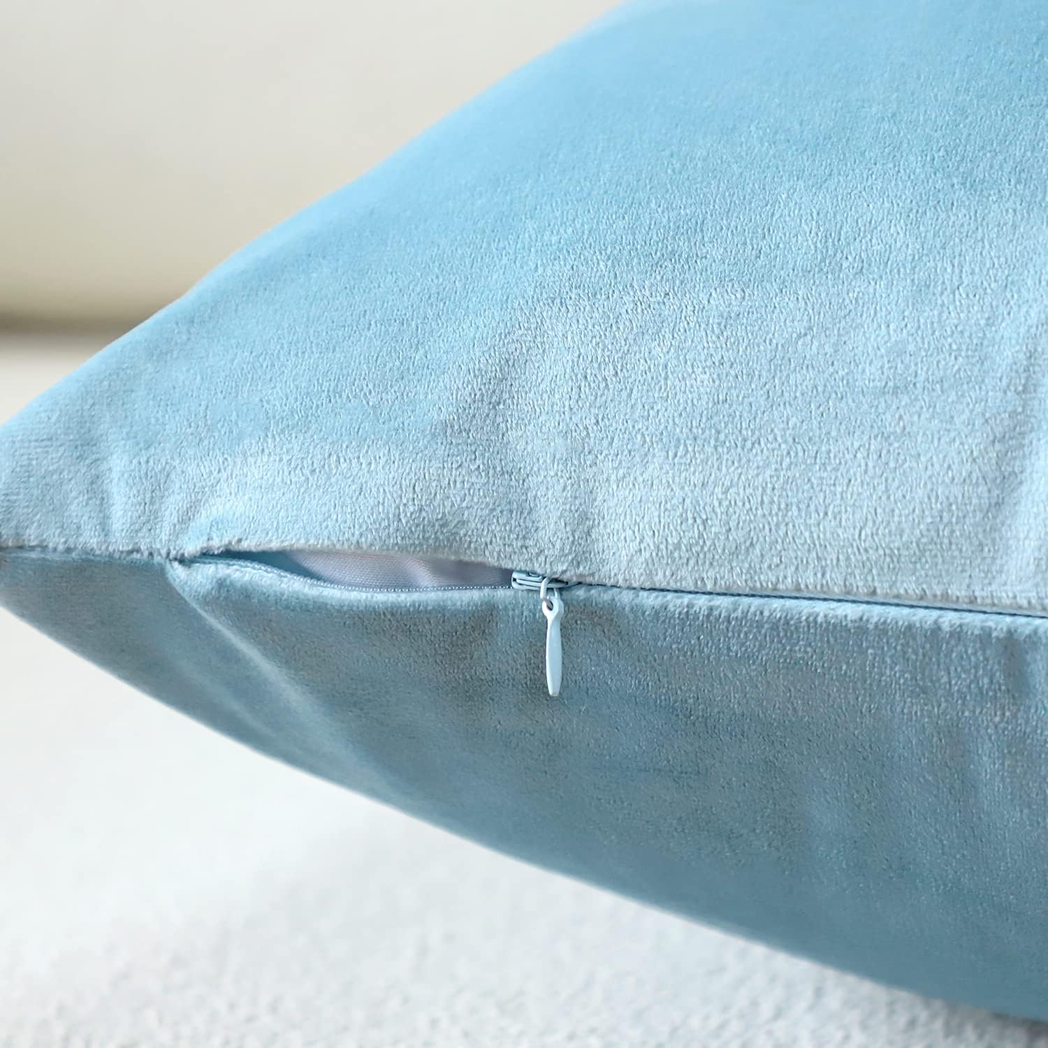 Artscope Luxury Velvet Pillow Covers Super Soft Decorative Square Throw Pillow Covers Case Cushion Covers for Sofa Couch Bedroom Car Decor 12x20 Inch Light Blue - Image 3