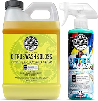 CWS_301_64A Car Wash, Dry & Shine Bundle - Citrus Wash & Gloss Foaming Car Wash Soap, 64 oz (.5 Gal) + After Wash Gloss Boosting Drying Aid (16 oz) (2 Items) Works on Cars, Trucks, SUVs