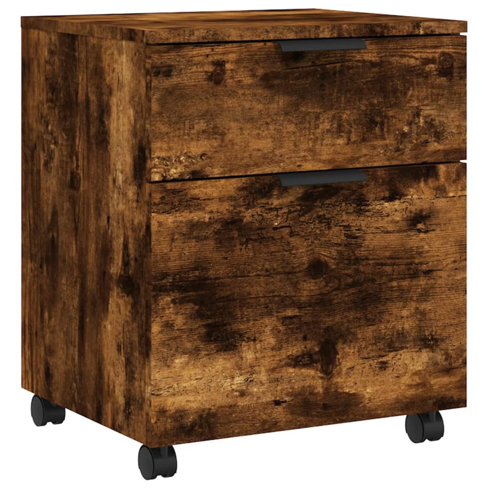 Schedario con Ruote Rovere Fumo 45x38x54 cm Legno Multistrato,Cassettiera, Mobiletto da Ufficio con Serratura,Regolabile per Cartelle Sospese, Superficie Testurizzata, per Ufficio, Studio