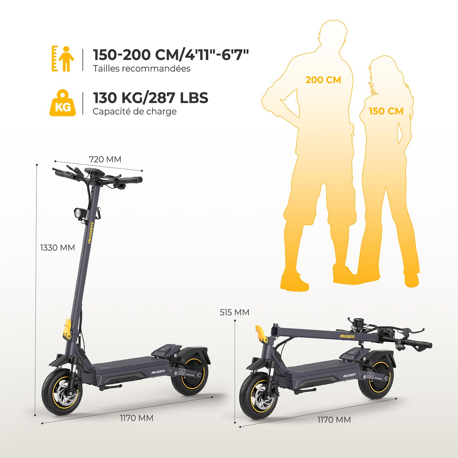Ausom K20/K20 Pro Trottinette Électrique Adulte, 70KM/90KM Autonomie, Pliable avec Suspension ShocFree, 10" Pneus trorinette électrique Puissant, 48V Batterie Grande Capacité